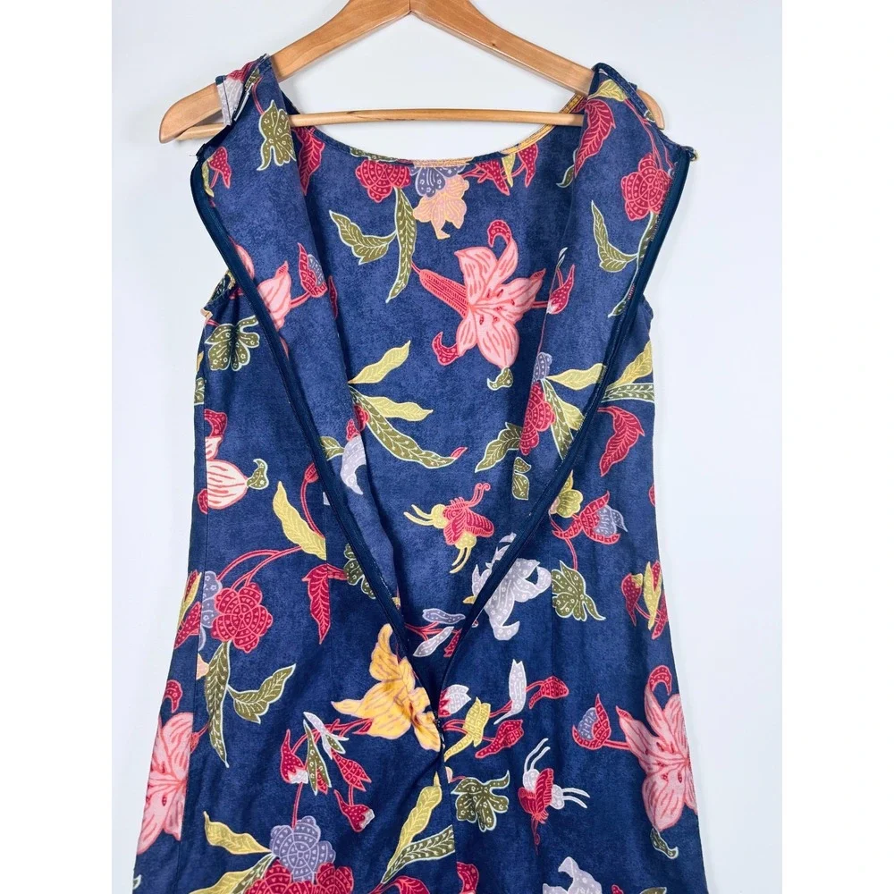 Pataloha Patagonia Dress Size 8 Blue Floral Cotton Knee Length Made in Portugal